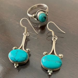 REAL turquoise ring and earring set